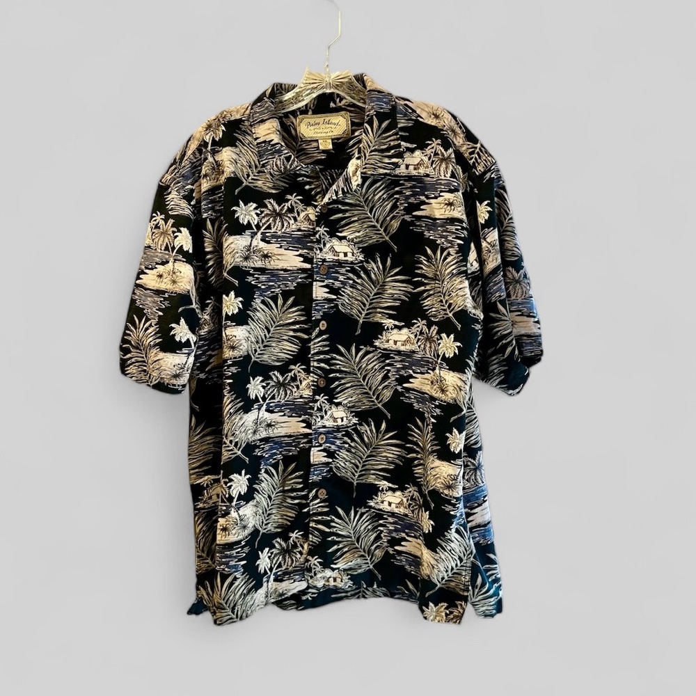 Palm Island Clothing Button Down Shirt Men's XXL Dark Blue Hawaiian Tropical